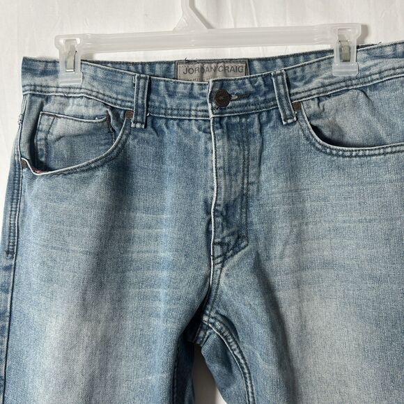 Jordan Craig Jeans Men’s 34 X 34 Light Wash Distressed Raw Hem Denim - Picture 5 of 10
